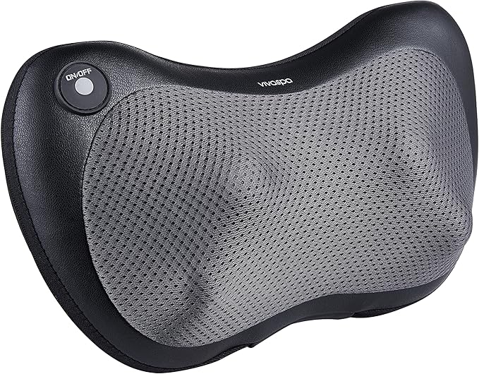 Vivitar Shiatsu Neck Shoulder Leg Lumbar Portable Massager Deep Kneading Massage Pillow with Heat Electric for Home Office Car (Model: MS4200)