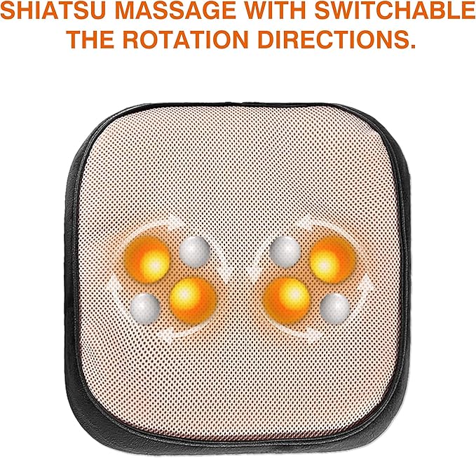 Snailax Shiatsu Neck and Shoulder Massager - Back Massager with Heat Deep Kneading Electric Massage Pillow for Neck Back ShoulderFoot Body Pain Relief