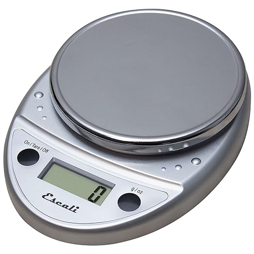 Escali Primo Digital Food Scale Multi-Functional Kitchen Scale and Baking Scale for Precise Weight Measuring and Portion Control 8.5 x 6 x 1.5 inches Chrome