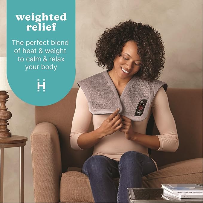 Homedics Vibration Heated Shoulder Massager Wrap Comfort Pro Elite Soft Fabric Tension Relief 2 Speeds &amp Styles Long NMS-450H