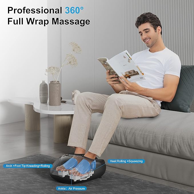 COMFIER Shiatsu Foot Massager with HeatFeet Massager for NeuropathyPlantar Fasciitis Kneading Rolling CompressionFits up to Men Size 12Home Office UseGifts for WomenMen