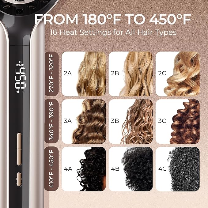 TYMO Hair Straightener Brush - Upgraded Ionic Plus Straightening Brush with Dense Bristles 16 Temps Dual Voltage | Ceramic Hot Comb for Women | Flat Iron for Thick Curly Hair Gold