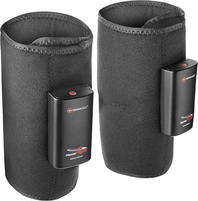 ManaMed PlasmaFlight Calf Muscle &amp Leg Massager for Pain Relief &amp Circulation | Approved Kneading Air Massage Leg Sleeve Compression Wrap | Portable Professional SCD Machine for Legs with 2 Mo