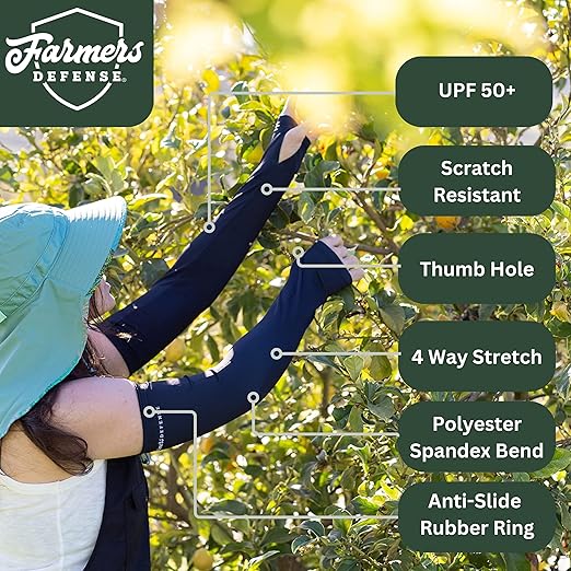 FARMER'S DEFENSE Gardening Arm Sleeves|UV Cooling Protective Sleeve Women &amp Men|Anti-Scratch Cover Sun UPF Outdoor Protection - Save the Bee's Cream - XXL