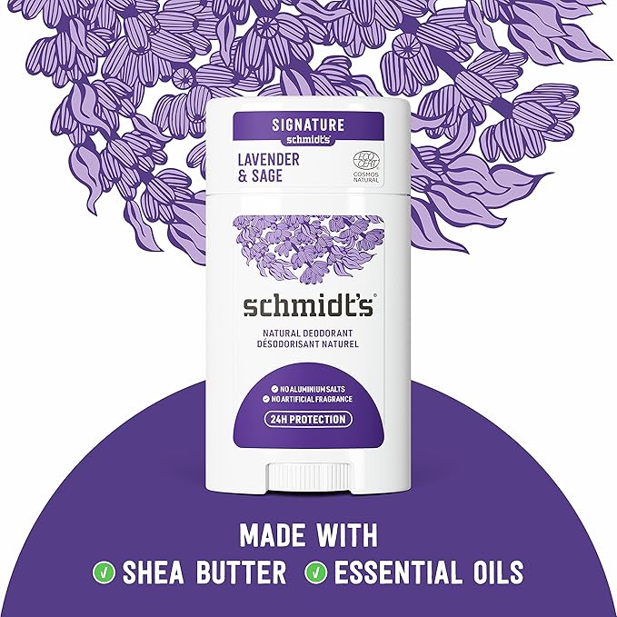 Schmidt's Aluminum Free Natural Deodorant Charcoal &amp Magnesium 2 Count For Women and Men &amp Aluminum Free Natural Deodorant for Women and Men Lavender and Sage