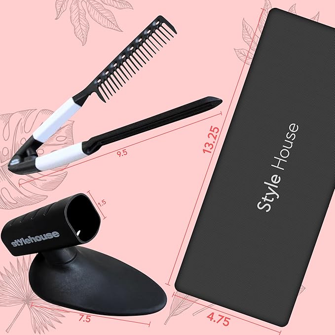 Thairapy 365 Wet or Dry Salon Quality Flat Iron Set ● 1.5 inch Extra Wide Styling Plates ● 450F to 140F Digital Temp Control - Professional Hair Straightener &amp Comb - Dual Voltage 110v-240v