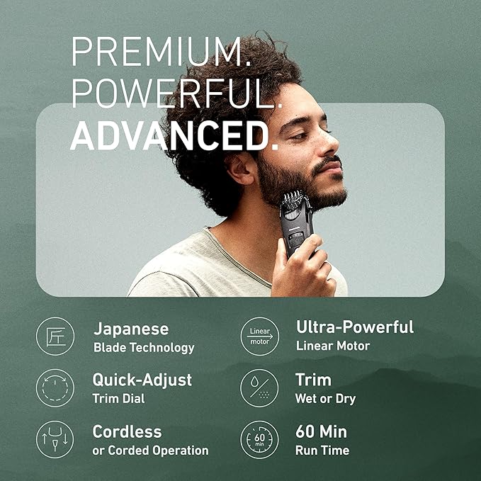 Panasonic Beard Trimmer for Men Cordless Precision Power Hair Clipper with Comb Attachment and 19 Adjustable Settings Washable ER-SB40-K 0.5-10mm lengths 1 Pack