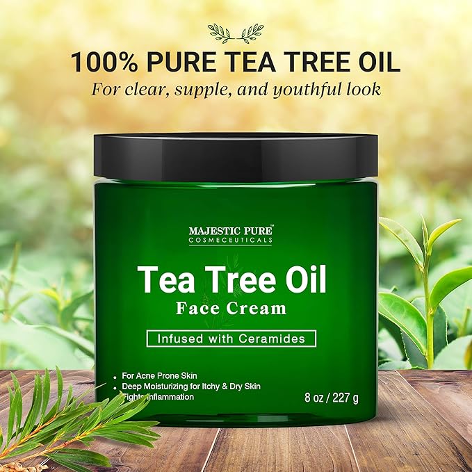 MAJESTIC PURE Tea Tree Body Wash and Tea Tree Face Cream Bundle