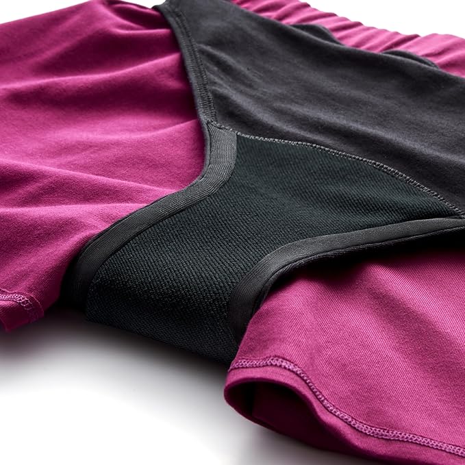 Thinx Ultra-Soft Period Underwear Overnight Sleep-Shorts Leakproof Holds Up to 12 Regular Tampons* Period Underwear for Women Reusable &amp Controls Odor Plum L