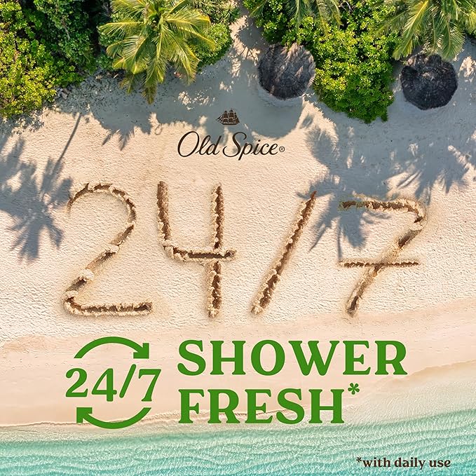 Old Spice Cleansing Body Wash for Men 24/7 Shower Fresh with Lasting Scent Cleanse &amp Refresh Gentle on Skin Vitamin B3 Fiji with Palm Tree + Coconut Scent 30 oz (Pack of 4)