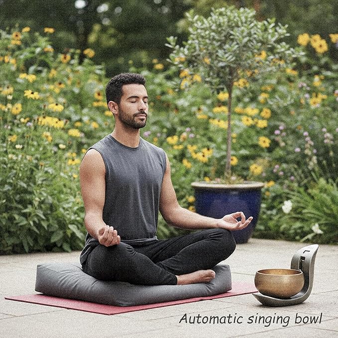 Automatic Singing Bowl – Hands-Free Sound Healing Bowl for Meditation Yoga Mindfulness Energy Healing Deep Relaxation &amp SleepAuto-Striking Himalayan Singing Bowl with Resonant Tone