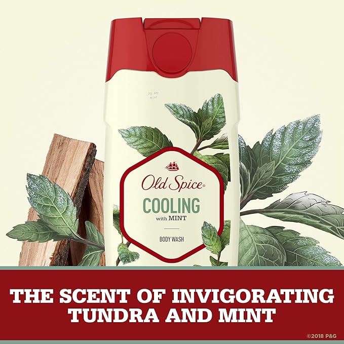 Old Spice Body Wash for Men Invigorate with Cooling Mint 16 Fl Oz (Pack of 4)