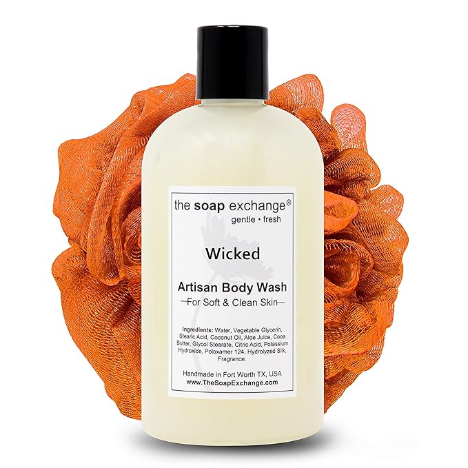 The Soap Exchange Body Wash - Wicked Scent - Hand Crafted 12 fl oz / 354 ml Natural Artisan Liquid Soap for Hand Face &amp Body Shower Gel Cleanse Moisturize &amp Protect. Made in the USA.