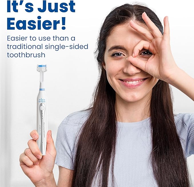Triple Bristle Original Sonic Toothbrush | Rechargeable 31000 VPM Tooth Brush | Patented 3 Head Design | Angled Bristles Clean Each Tooth | Dentist Created &amp Approved Original