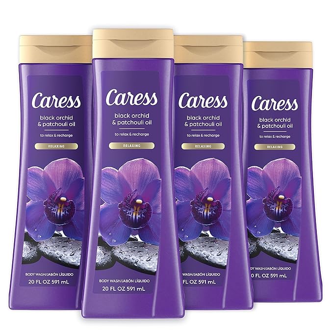 Caress Body Wash for Women Daily Silk White Peach &amp Orange Blossom Black Orchid &amp Patchouli Oil Shower Gel Body Wash Moisturizing 20 fl oz 4 Pack Bundle