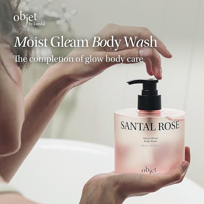 KUNDAL objet Moist Gleam Body Wash - Hydrating Glow Cleanser Resveratrol C&ampE + LHA PHA Gentle Exfoliation Rich Creamy Lather Long Lasting Moisture 450ml Korean Beauty (Naked Cream)