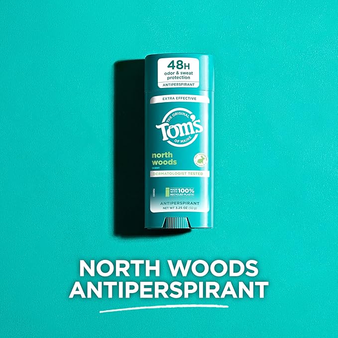 Tom’s of Maine North Woods Antiperspirant Deodorant for Men and Women48 HR Odor &amp Sweat ProtectionPatchouli and Lavender Scent3.25 oz(Pack of 4)