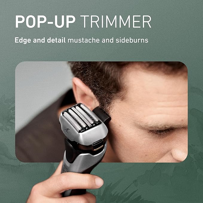 Panasonic ARC5 Electric Razor for Men Face Wet &amp Dry Shavers with Foil Shaver Pop-up Trimmer Ultra-Fast 5-Blade Smart Shave Sensor 16D Flexible Pivoting Head - ES-ALV6HS (Silver)