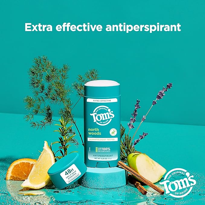 Tom’s of Maine North Woods Antiperspirant Deodorant for Men and Women48 HR Odor &amp Sweat ProtectionPatchouli and Lavender Scent3.25 oz(Pack of 4)