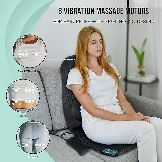 Snailax Vibration Back Massager with Heat &amp Shiatsu Neck and Shoulder Massager – Full-Body Massage Solution for Office Home