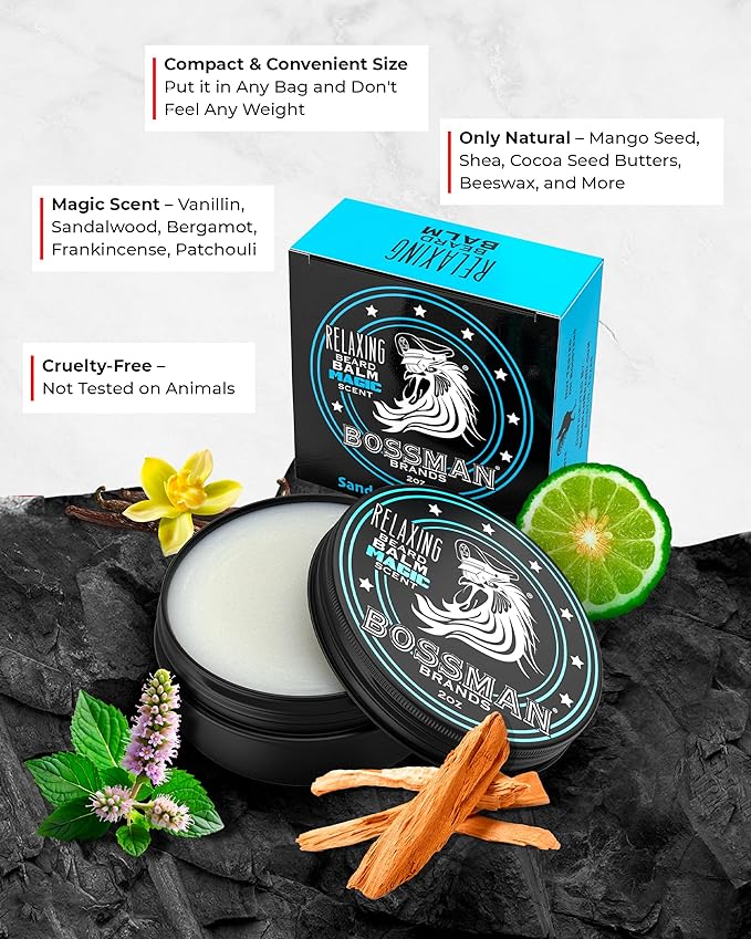 Bossman Jelly Beard Oil &amp Beard Balm Bundle (12 oz in Total Magic Scent) - Softens Tames Moisturizes &amp Conditions - Magic Scent - Natural Ingredients &amp Made in USA