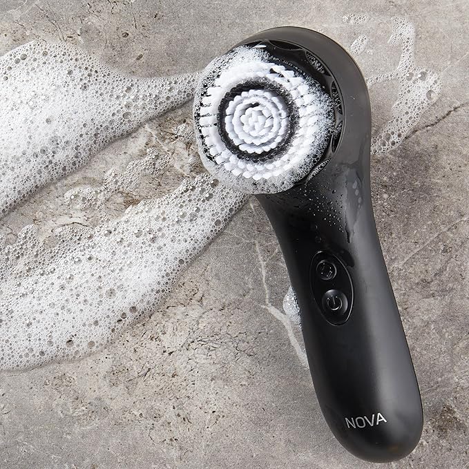 Spa Sciences - NOVA - Sonic Cleansing Brush with Bristles &amp Infusion System – Anti-Aging Facial Exfoliating Waterproof and USB Rechargeable