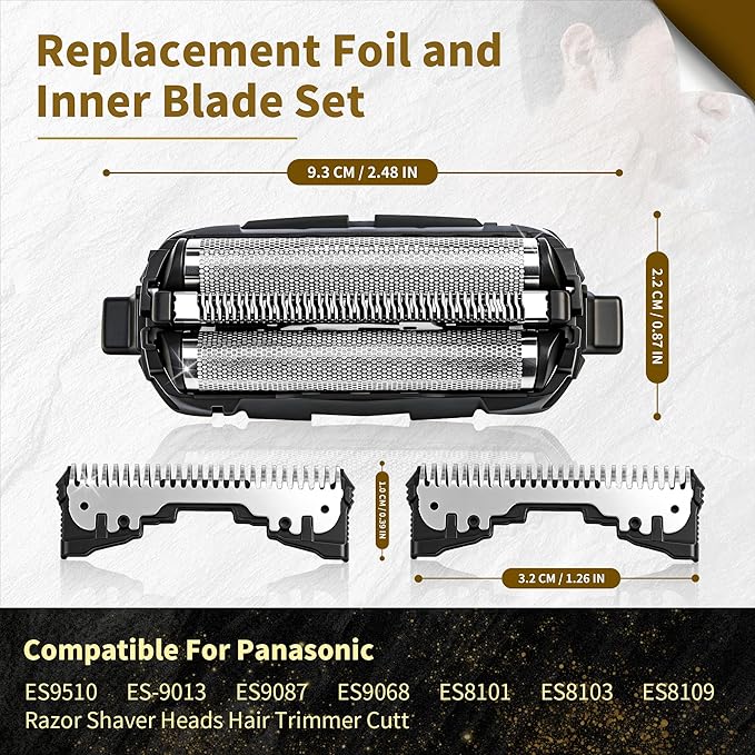 ES9013 Replacement Blades and Foil Compatible with Panasonic ARC3 Electric Razor for MenOuter Foil and Inner Blade Set WES9013PC 3-Blade shavers ES-LL41-K ES81035 (2-Pack)