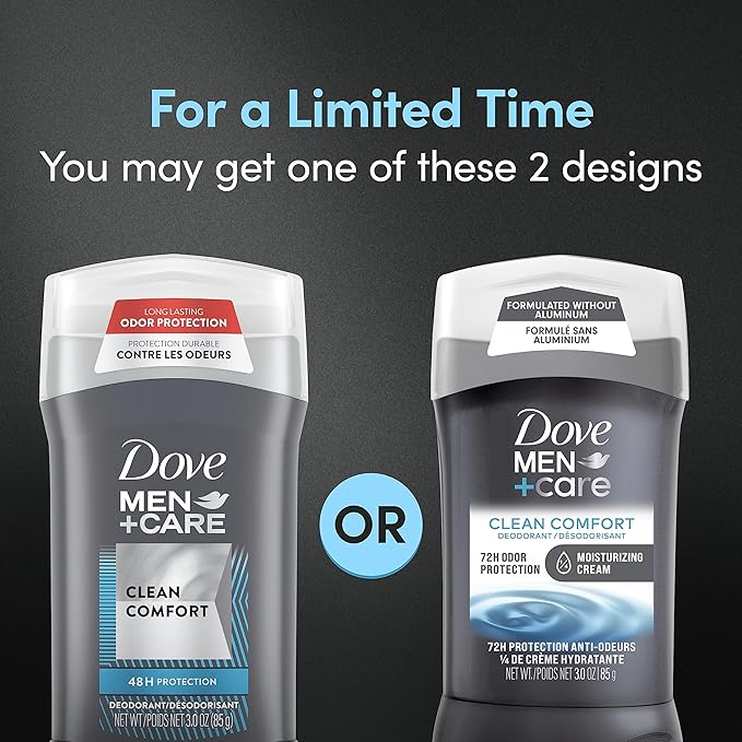 Dove Men Clean Comfort Deodorant 4 Pack 72hr Protection + Extra Fresh Body Wash for Healthier Smoother Skin