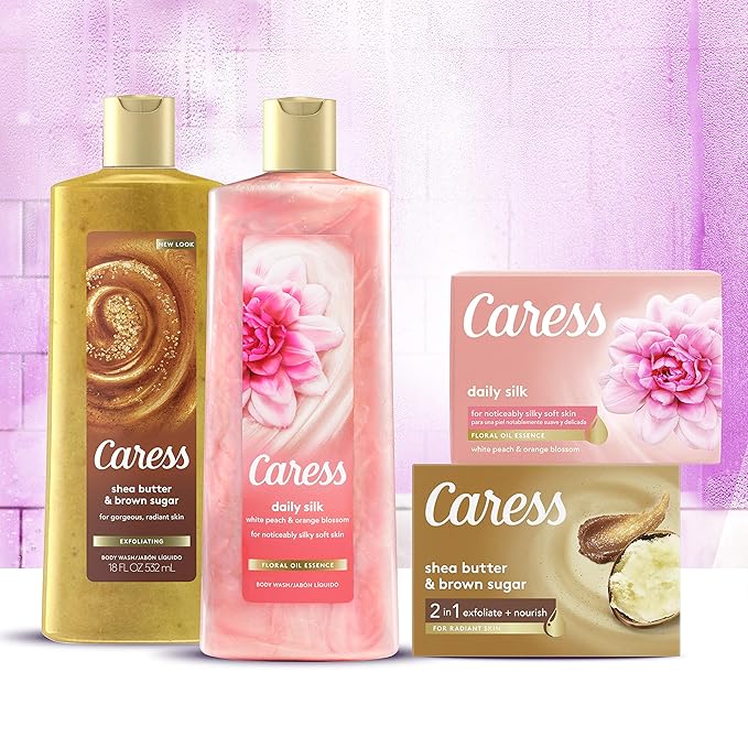 Caress Hydrating Body Wash For Noticeably Silky Soft Skin Daily Silk Extract &amp Floral Oil Essence 18 oz Pack of 6 pink