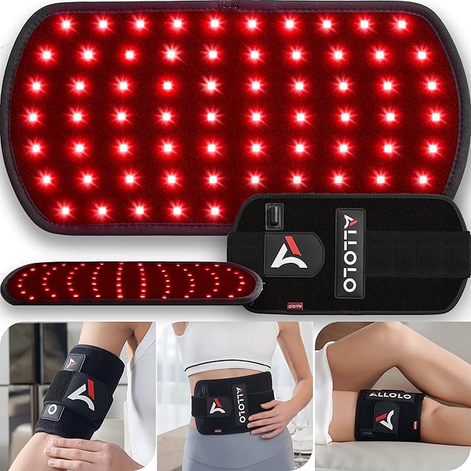 ALLOLO Red Light Therapy for Body 3-in-1 LED Bead Red Light Therapy Belt with Timer Remote Control 12.6*6.3 660nm&amp850nm Infrared Light Therapy for Body Back Waist Shoulder Knee Joint (Corded)