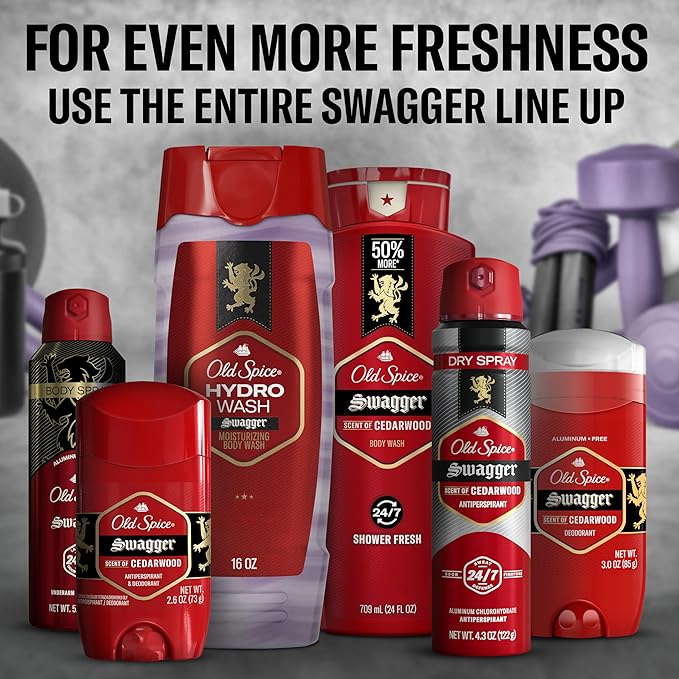 Old Spice Moisturizing Body Wash for Men Hydro Wash 2-in-1 Long Lasting Scent &amp Deep Hydration 24/7 Shower Fresh Smoother Swagger Scent 16 oz (Pack of 4)