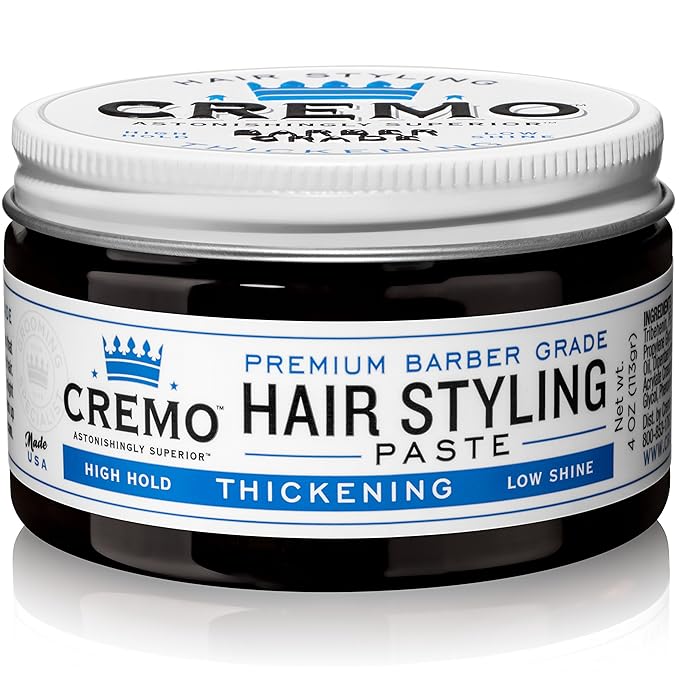 Cremo Barber Grade Hair Styling Thickening Paste and Palo Santo Body Wash Bundle 4 Oz and 16 Fl Oz