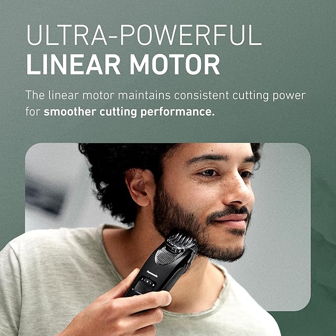 Panasonic Beard Trimmer for Men Cordless Precision Power Hair Clipper with Comb Attachment and 19 Adjustable Settings Washable ER-SB40-K 0.5-10mm lengths 1 Pack
