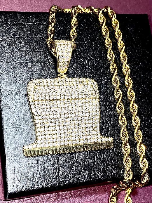 barber RAZOR BLADE Pendant Men Women 925 Gold Finish Iced Gold Barber Razor Electric Shaver Straight Edge Pendant Charm Necklace Ice Out Pendant Stainless Steel Real 3 mm Rope Chain Necklace