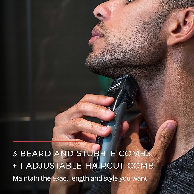 Remington Head to Toe Advanced Rechargeable Powered Body Groomer Kit Beard Trimmer (10 Pieces) 6.3 Inch Black