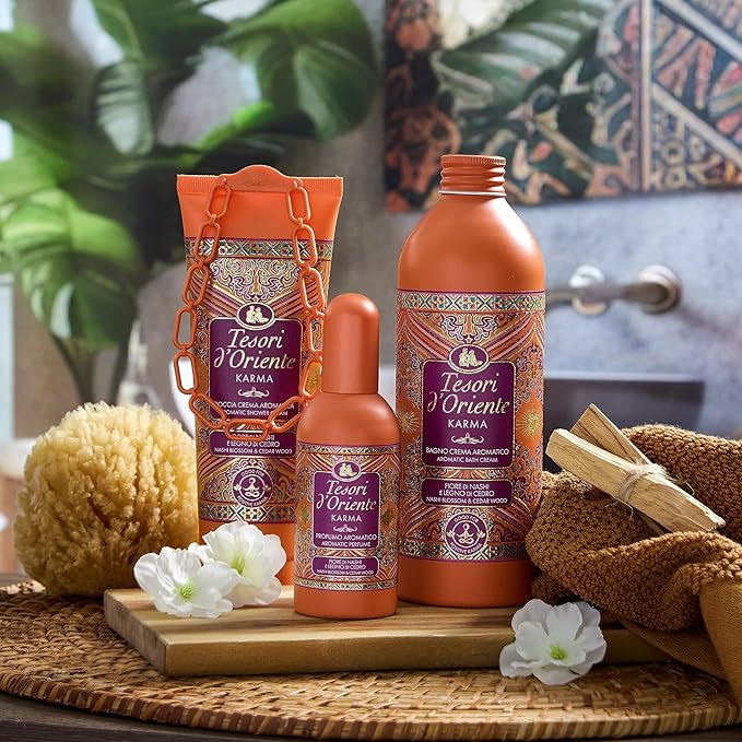 Tesori d'Oriente Karma Aromatic Body Wash with Nashi Flower and Cedar Wood 500 ml 16.9 Fl Oz made in Italy [italian import]