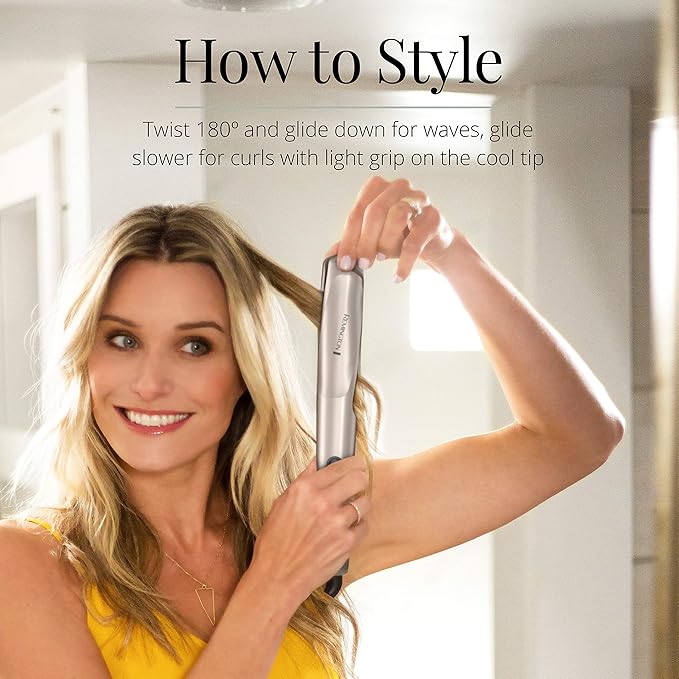 Remington Pro 1 Multi-Styler with Twist &amp Curl Technology Straightener and Curling Iron in one tool Color Care Protection Champagne