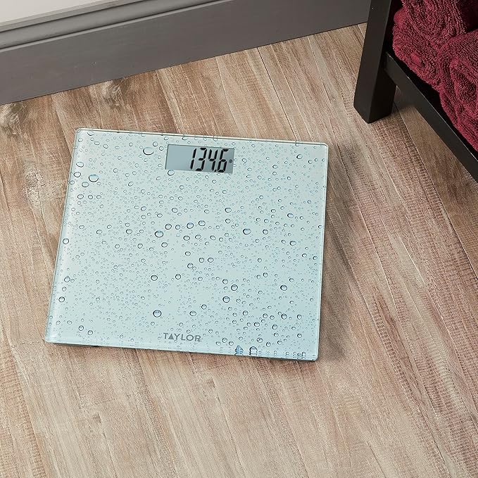 Taylor Digital Scales for Body Weight Highly Accurate 400 LB Capacity Auto On and Off Scale 11.8 x 11.8 Inches Water Drop Blue